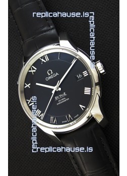 Omega De-Ville Annual Calendar Co-Axial Swiss Replica Watch 1:1 Mirror Edition in Black Dial