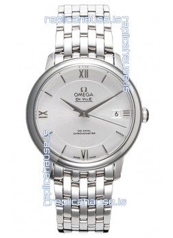 Omega De Ville Co-Axial Chronometer 36.8MM Swiss Replica Watch in Silver Dial 