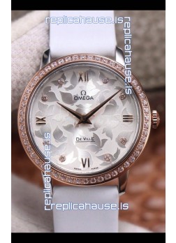 Omega De Ville Floral Dial Swiss Quartz Movement in Two Tone Casing - Steel Dial