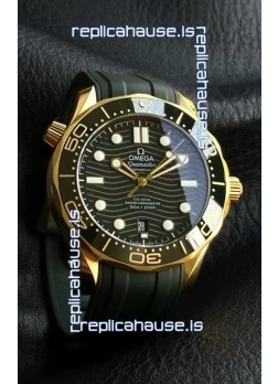 Omega Seamaster Super Clone 300M Master Chronometer Rose Gold Green Dial Watch 