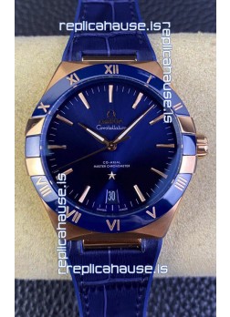 Omega Co-Axial Constellation 41MM Rose Gold 904L Steel - Blue Dial 1:1 Mirror Replica Watch