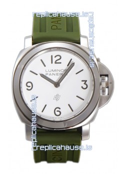 Panerai Luminor Base Logo PAM1087 White Dial 1:1 Mirror Quality - 904L Steel in Rubber Strap