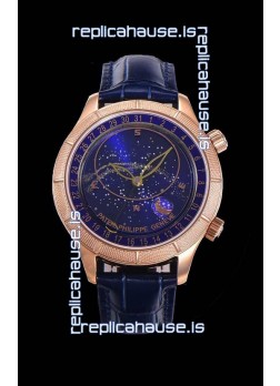 Patek Philippe 6102R Grand Compilations Handwind Swiss Replica Watch - Rugged Bezel Blue Dial