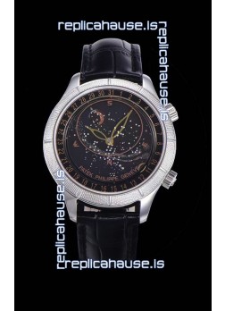 Patek Philippe 6102R Grand Compilations Handwind Swiss Replica Watch - Rugged Bezel Black Dial