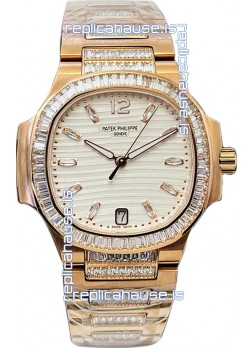 Patek Philippe Nautilus 7118R 35MM 1:1 Rose Gold White Dial 1:1 Mirror Replica Watch