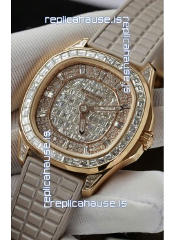 Patek Philippe Aquanaut 5062/450R-001 Rose Gold Diamonds Paved Swiss Replica Watch 