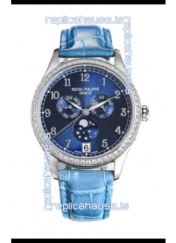 Patek Philippe Complications 4948G Annual Calendar Moonphase Blue Dial White Gold Swiss Replica 
