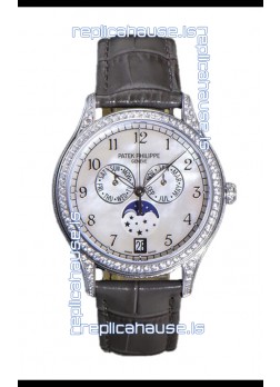 Patek Philippe Complications 4948G Annual Calendar Moonphase Pearl Dial White Gold Swiss Replica 