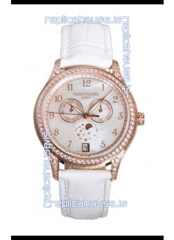 Patek Philippe Complications 4948G Annual Calendar Moonphase Pearl Dial Rose Gold Swiss Replica