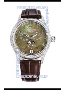 Patek Philippe Complications 4948G Annual Calendar Moonphase Pearl Dial White Gold Swiss Replica 