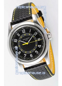 Patek Philippe Calatrava 6007 Black Dial Yellow Hands 904L Steel Casing 1:1 Mirror Replica Watch