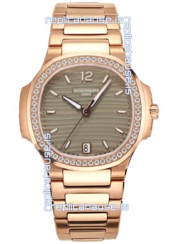 Patek Philippe Nautilus 7118R 35MM 1:1 Rose Gold Grey Dial 1:1 Mirror Replica Watch