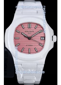 Patek Philippe Nautilus 5711 AET Remould White Ceramic Edition Pink Dial Swiss Replica Watch