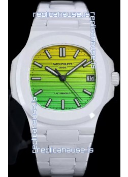Patek Philippe Nautilus 5711 AET Remould White Ceramic Edition Gradient Yellow/Green Dial Swiss Replica Watch