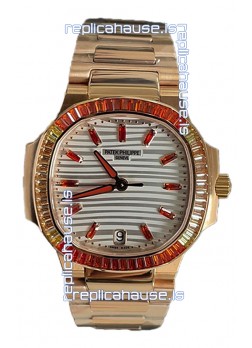 Patek Philippe Nautilus 7118R 35MM 1:1 Rose Gold Case White Dial 1:1 Mirror Replica Watch