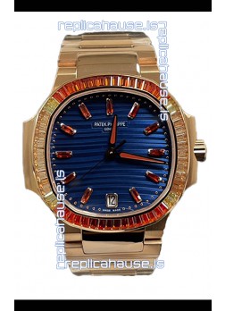 Patek Philippe Nautilus 7118R 35MM 1:1 Rose Gold Case Blue Dial 1:1 Mirror Replica Watch