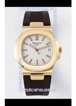 Patek Philippe Nautilus 5711/1R-001 1:1 Mirror Replica in 904L Steel Rose Gold White Dial