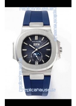 Patek Philippe Nautilus 5726A 1:1 Mirror Swiss Watch Blue Dial Rubber Strap