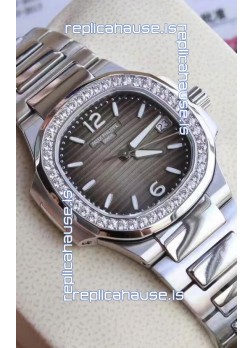 Patek Philippe Nautilus 7010/1G-012 32MM 1:1 Mirror Replica - Genuine Diamonds on Bezel 