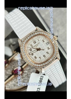 Patek Philippe Superclone Aquanaut 5069R Mossanites Paved Watch in Rose Gold Casing