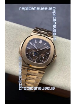 Patek Philippe Super Clone Nautilus 5712/R 1:1 Quality Watch in Brown Dial Gold Strap