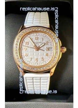 Patek Philippe Superclone Aquanaut 5072R Mossanites Paved Watch in Rose Gold Casing