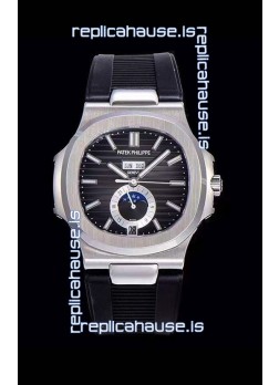 Patek Philippe Nautilus 5726A 1:1 Mirror Swiss Watch Black Dial Rubber Strap 