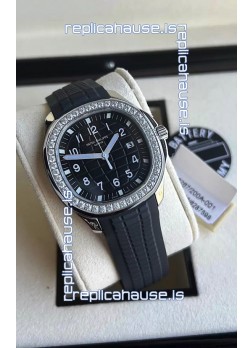 Patek Philippe Aquanaut 5267 Swiss Replica Black Dial in Stainless Steel Diamonds Bezel 38.5MM