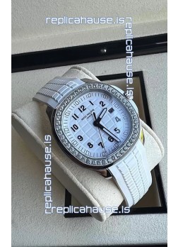 Patek Philippe Aquanaut 5267 Swiss Replica White Dial in Stainless Steel Diamonds Bezel 38.5MM