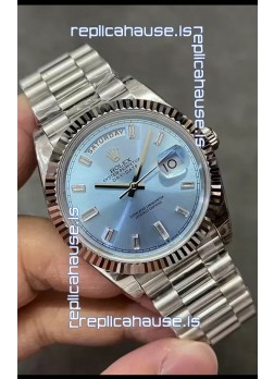 Rolex Day Date Presidential Stainless Steel ICE Blue Dial Watch 40MM - 1:1 Mirror Quality