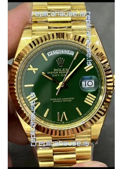Rolex Day Date Presidential 18K Yellow Gold Watch 40MM - Green Dial 1:1 Mirror Quality