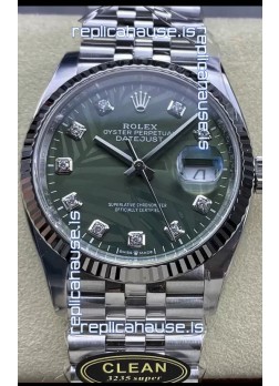 Rolex Datejust Cal.3235 Movement 1:1 Mirror Replica 904L Steel 36MM - Green Palm Motif Dial