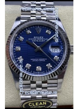 Rolex Datejust Cal.3235 Movement 1:1 Mirror Replica 904L Steel 36MM - Blue Fluted Motif Dial