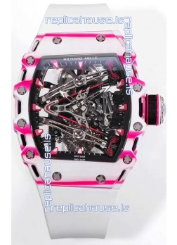 Richard Mille RM38-02 White/Pink Carbon Bubba Watson White Rubber Tourbillon Movement 1:1 Mirror Replica