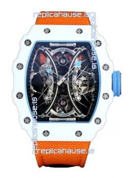 Richard Mille RM53-01 Pablo Mac Donough White TPT CASE White Orange Nylon Swiss Replica Watch