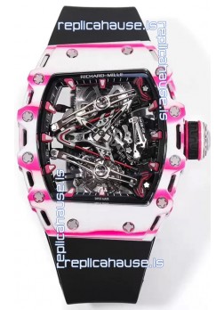 Richard Mille RM38-02 White/Pink Carbon Bubba Watson Black Rubber Tourbillon Movement 1:1 Mirror Replica