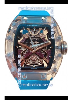 Richard Mille RM047 Samurai Genuine Tourbillon Watch in Sapphires Casing Blue Strap