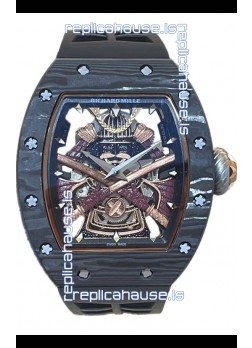 Richard Mille RM047 Samurai Genuine Tourbillon Watch in Carbon Casing Black Strap
