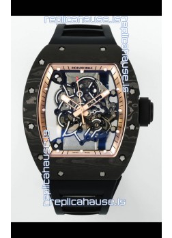 Richard Mille RM055 Black Carbon Casing Gold Rims 1:1 Superclone Genuine Tourbillon Watch 