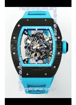 Richard Mille RM055 Black Carbon Casing Blue Rims 1:1 Superclone Genuine Tourbillon Watch 