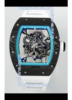 Richard Mille RM055 Black Carbon Casing Blue Rims 1:1 Superclone Genuine Tourbillon Watch 