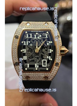 Richard Mille RM67-01 Rose Gold Diamonds Titanium Casing 1:1 Swiss Replica Watch 