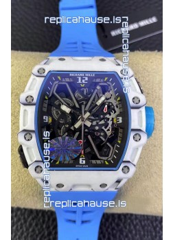 Richard Mille RM35-03 Rafael Nadal Edition White Carbon Fiber Casing 1:1 Mirror Replica Watch in Blue Strap 