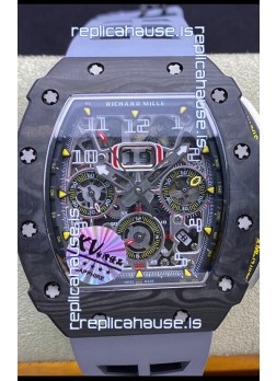 Richard Mille RM011 Felipe Massa 1:1 Mirror Black Forged Carbon Case Grey Strap