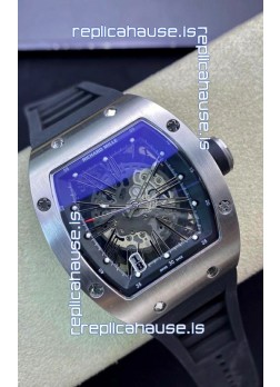 Richard Mille RM010 Stainless Steel Replica Watch in Black Strap - Roman Numerals
