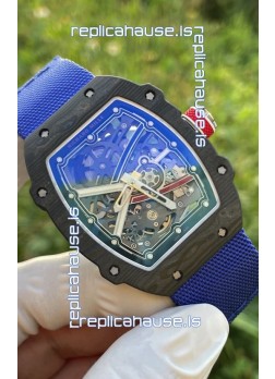 Richard Mille Super Clone RM67-02 Sebastien Ogier Black Carbon TPT 37 Grams Watch Blue Strap 