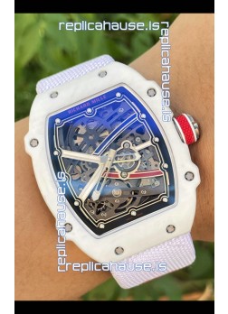 Richard Mille Super Clone RM67-02 Alexis Pinturault White Quartz TPT 37 Grams Watch White Strap