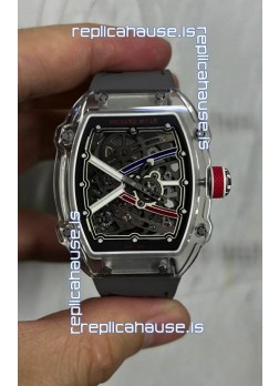 Richard Mille Super Clone RM67-02 Sapphires Casing Watch Grey Rubber Strap