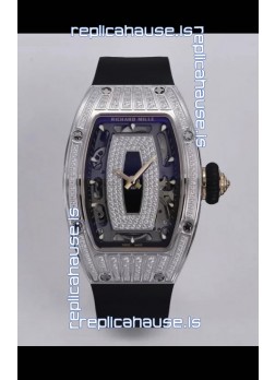 Richard Mille Super Clone RM07-01 Diamonds Paved 904L Steel Casing Automatic Replica Watch