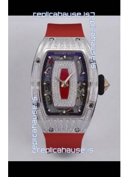 Richard Mille Super Clone RM07-01 Diamonds Paved 904L Steel Casing Automatic Replica Watch